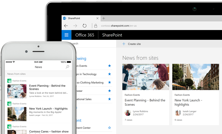Microsoft SharePoint for business: create intranet, team, customer and supplier sites for easy collaboration.